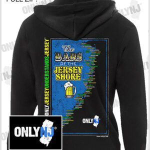 BARS OF THE JERSEY SHORE FULL-ZIP HOODIE: BLACK